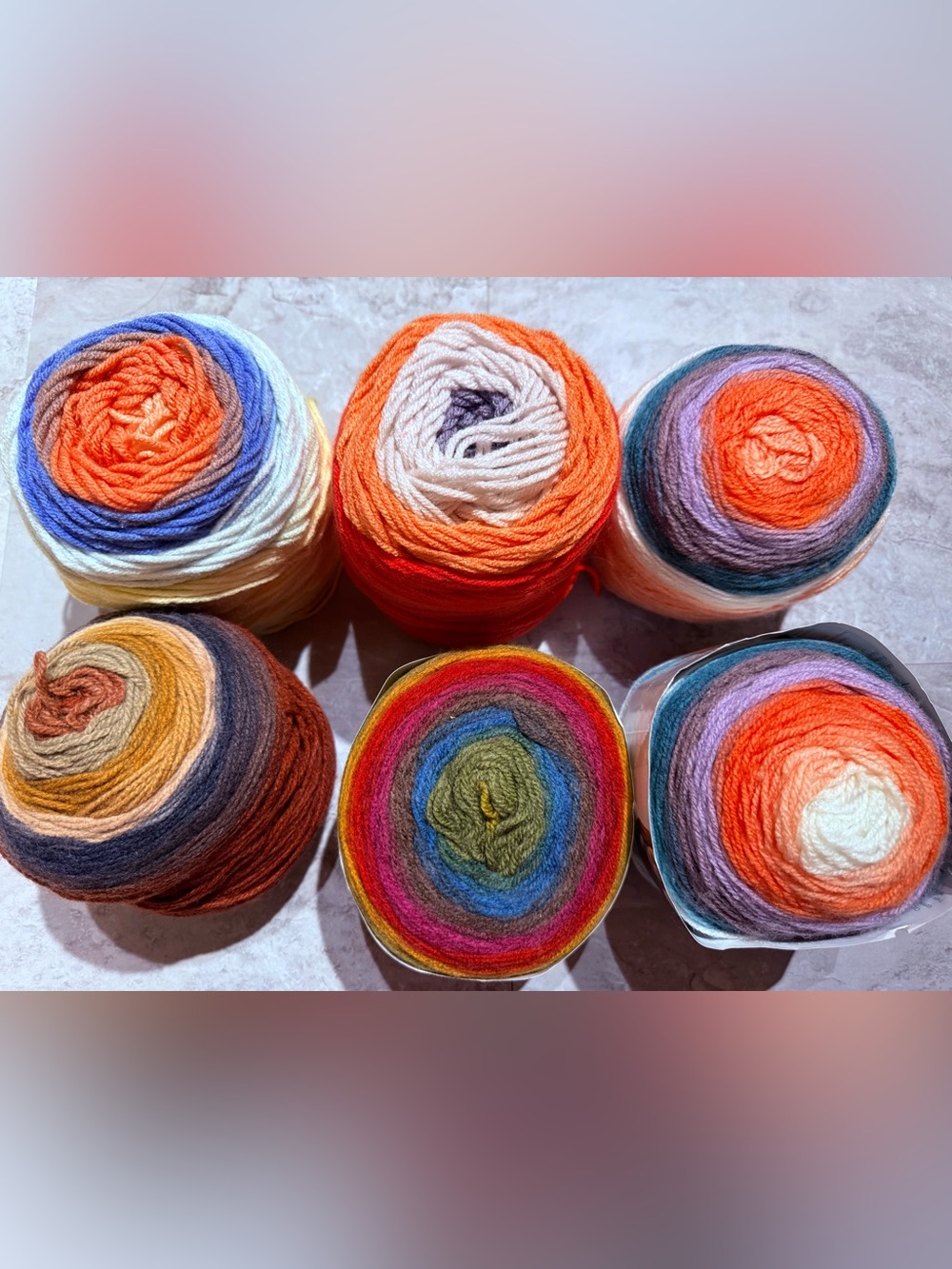 Lion Brand Mandala Yarn Cakes Destash Lot – 6 Cakes Total (#3 Light/DK Weight)